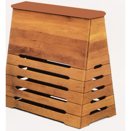 Plinto a cassoni in legno con piano in cuoio sintetico