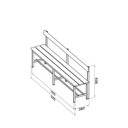 Panca spogliatoio mt. 2 seduta e schienale pvc