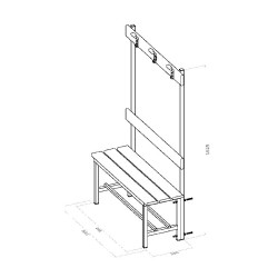 Panca spogliatoio ALLUMINIO mt. 1 con appendiabiti