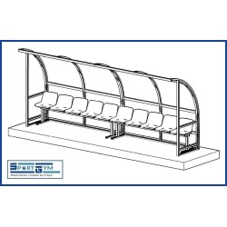 panchina calcio mt 5 Standard alluminio copertura trasparente