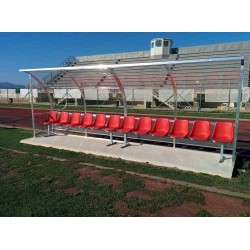 Panchina calcio "Standard" in alluminio copertura trasparente