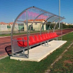 Panchina calcio "Standard" in alluminio copertura trasparente