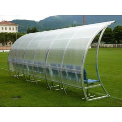 Panchina calcio "Onda" in alluminio e copertura trasparente