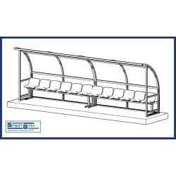 panchina calcio mod standard in acciaio copertura alveolare mt 6