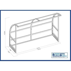 panchina calcetto mt 3 standard in acciaio copertura trasparente