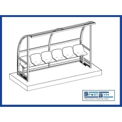 panchina calcetto mt 3 standard in acciaio copertura trasparente