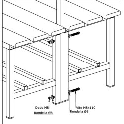 Panca spogliatoio mt. 1 mod. Doppio