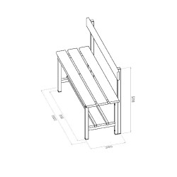 Panca spogliatoio mt. 1 seduta e schienale 