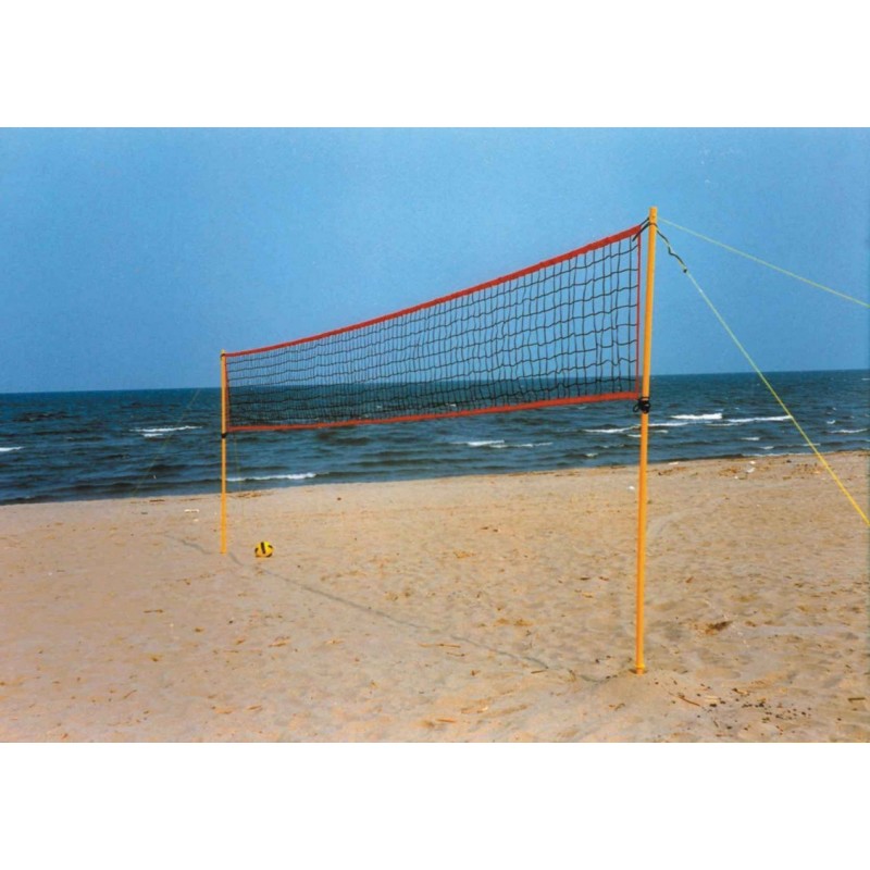Impianto beach volley da spiaggia per il tempo libero con rete e picchetti.